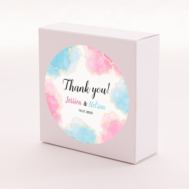 El género rosa azul revela pegatinas redondos fies (Subido por el creador)