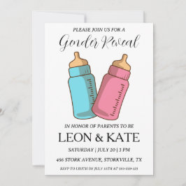 el género rosa y azul moderno revela invitaciones