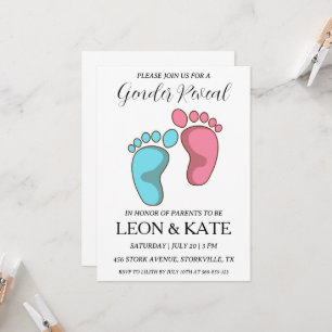 el género rosa y azul moderno revela invitaciones