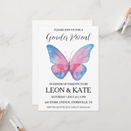 el género rosa y azul moderno revela invitaciones