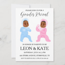 el género rosa y azul moderno revela invitaciones