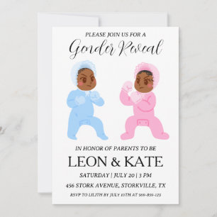 el género rosa y azul moderno revela invitaciones