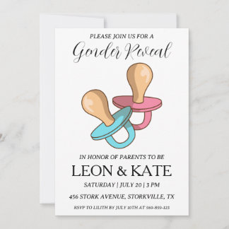 el género rosa y azul moderno revela invitaciones