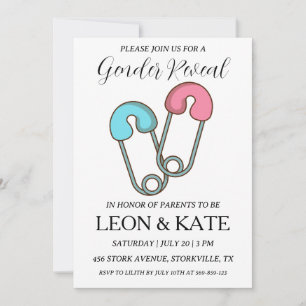 el género rosa y azul moderno revela invitaciones