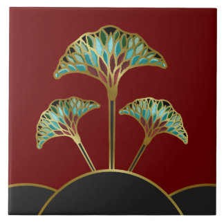 El Ginkgo del art déco sale de la teja decorativa