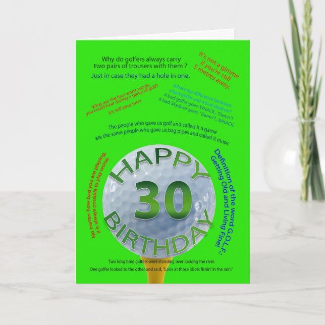 El golf bromea tarjeta de cumpleaños para 30 años (Anverso)