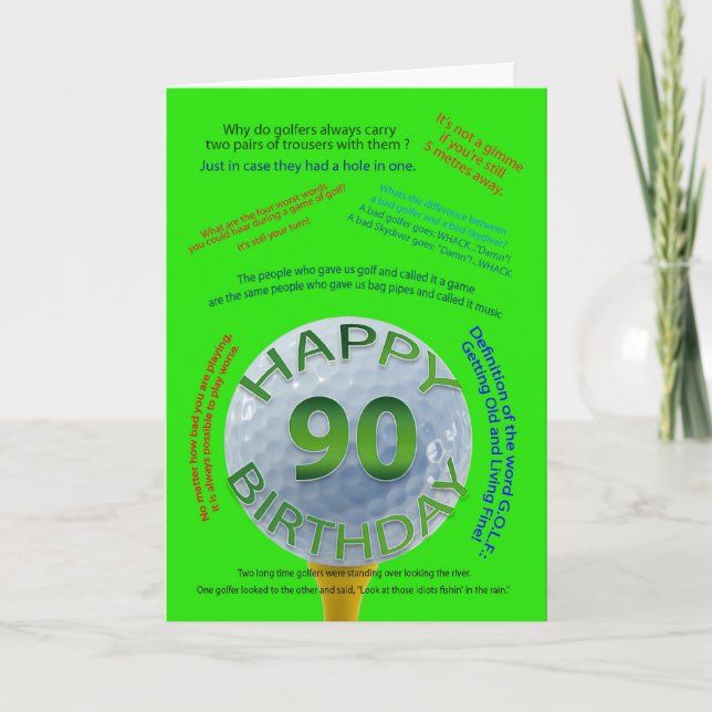 El golf bromea tarjeta de cumpleaños para 90 años (Anverso)