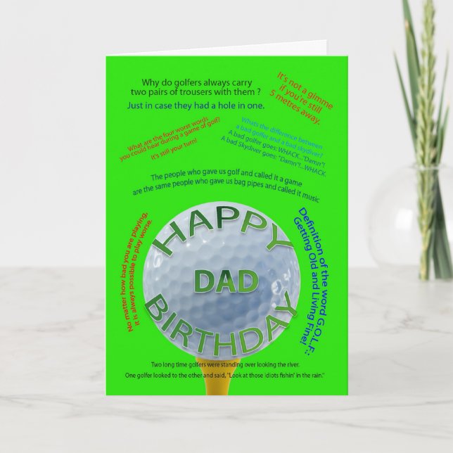 El golf bromea tarjeta de cumpleaños para el papá (Anverso)
