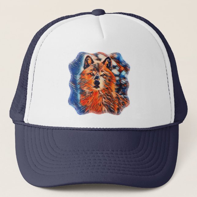 El gorra del camionero de la fauna de los lobos (Anverso)