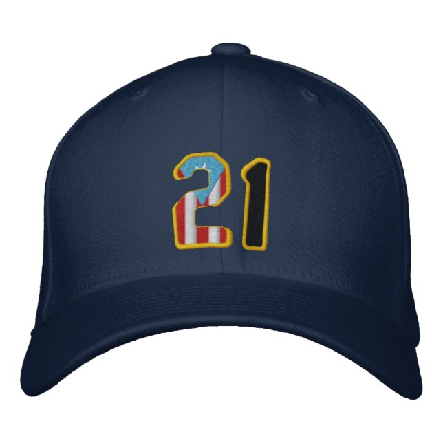 El gran número 21 de gorro de béisbol bordado (Anverso)