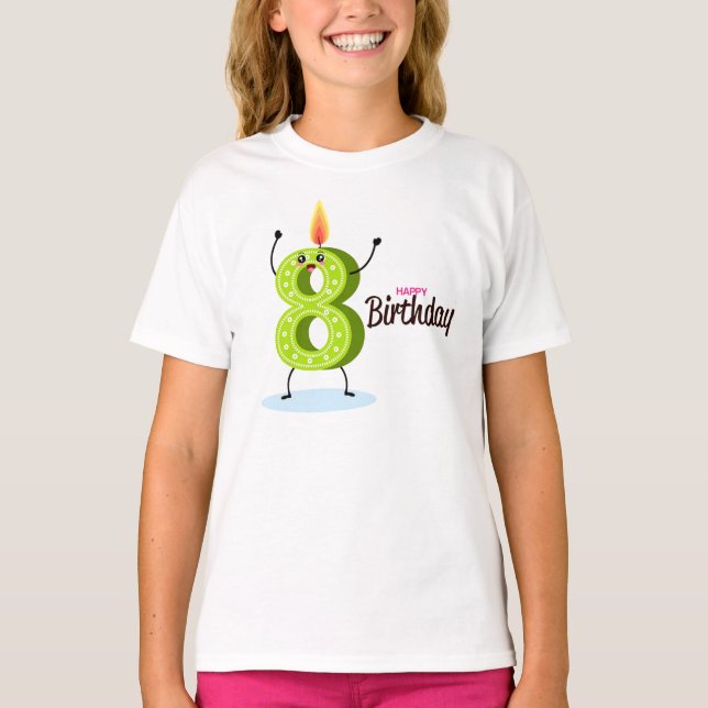 El gran número verde 8 con la camiseta de cumpleañ (Anverso)