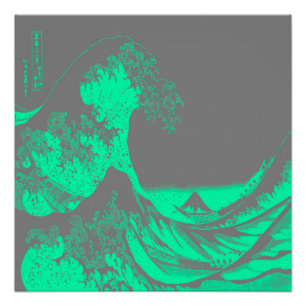 El gran Poster verde y gris de la ola del mar