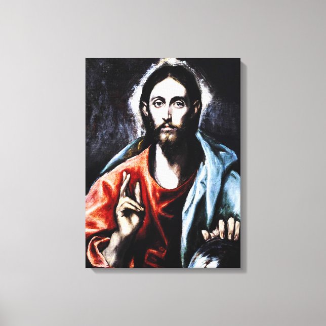 El Greco Christ Bendiciendo el remate de lienzo (Anverso)