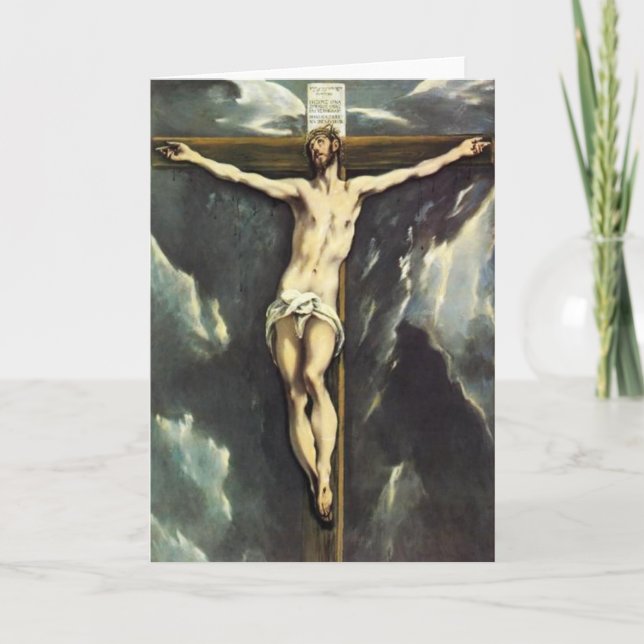 El Greco Christ en la tarjeta de saludo cruzado (Anverso)