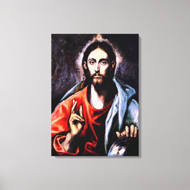 El Greco - Cristo como salvador, retrato de arte f (Anverso)