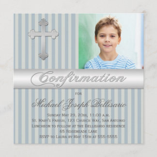 El gris azul raya la invitación de la foto de la