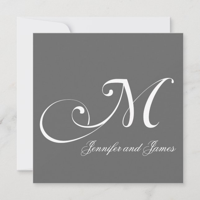 El gris nombra invitaciones de la boda del (Anverso)
