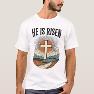 Él ha resucitado Cruz Amanecer Cristiano Camiseta