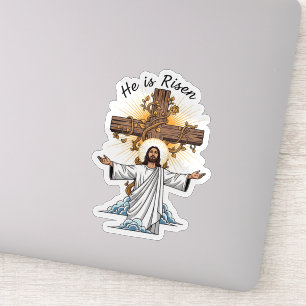 Él ha Resucitado Jesús Cruz Pascua Fe Calcomanía