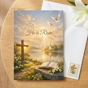Él ha resucitado Tarjeta de Pascua cristiana de re