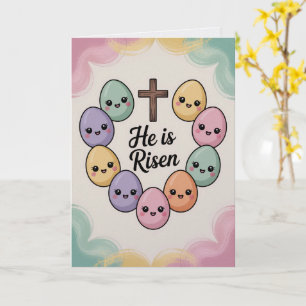 Él ha resucitado Tarjeta de Pascua estilo Kawaii