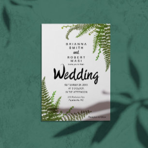 El helecho verde floral deja la boda Invitación