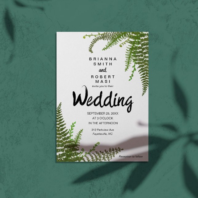 El helecho verde floral deja la boda Invitación (Subido por el creador)