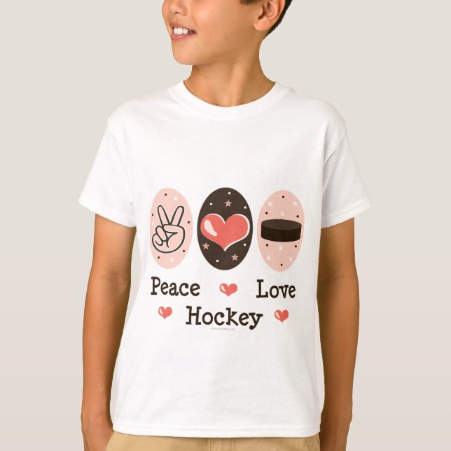 El hockey del amor de la paz embroma la camiseta (Anverso)