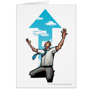 El hombre de negocios que se arrodilla, flecha