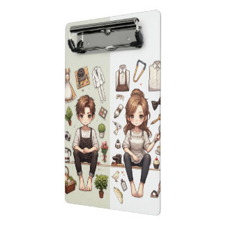 El hombre, la mujer con el Mini Portapapeles