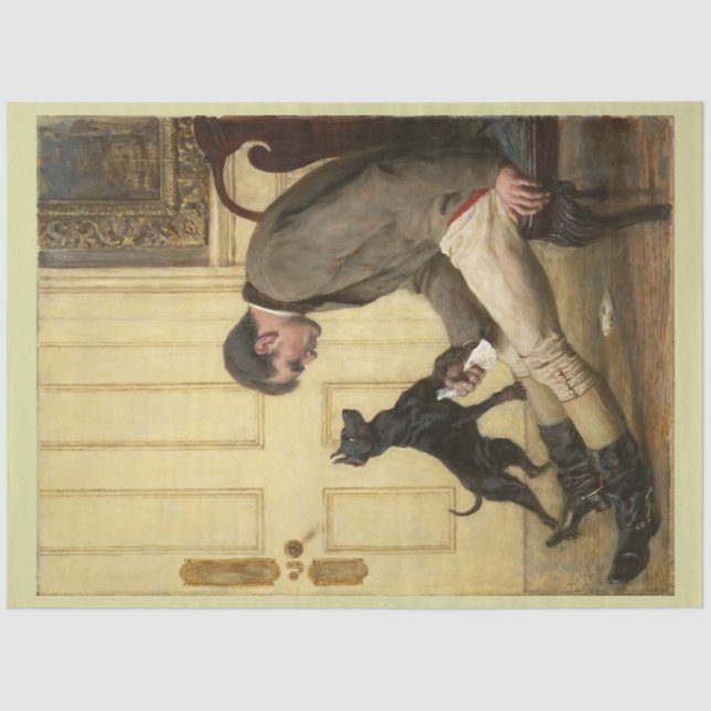 El hombre y su papel de decoro de perro (Anverso)