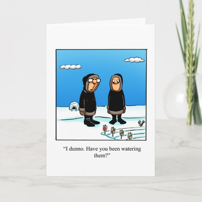 El humor de la tarjeta de felicitación "Pensando e (Anverso)