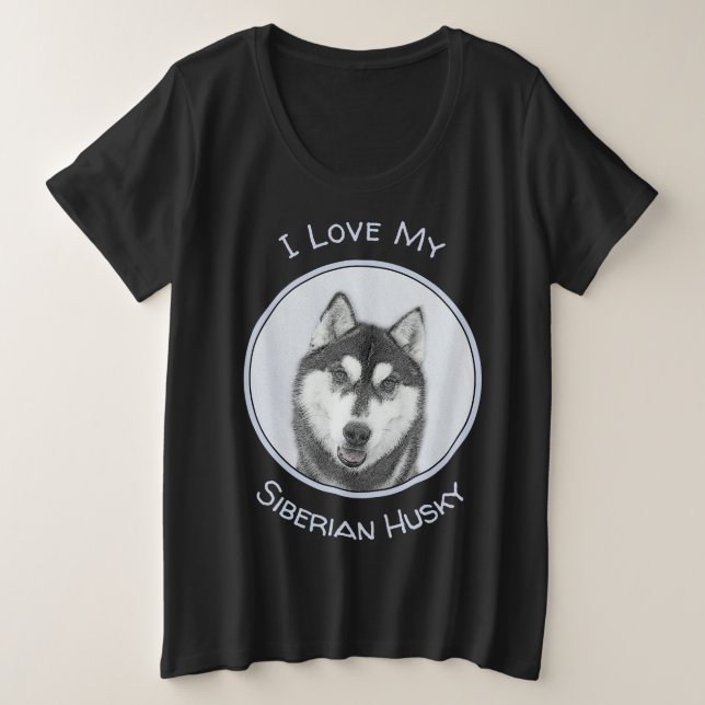 El Husky Siberiano (blanco y negro) pinta arte de  (Anverso del diseño)