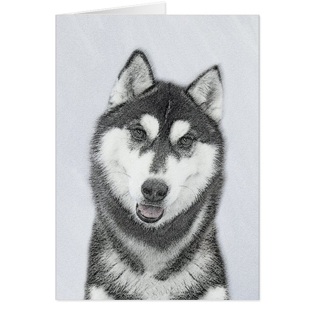 El Husky Siberiano (blanco y negro) pinta arte de  (Frente)