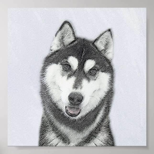 El Husky Siberiano (blanco y negro) pinta arte de  (Frente)