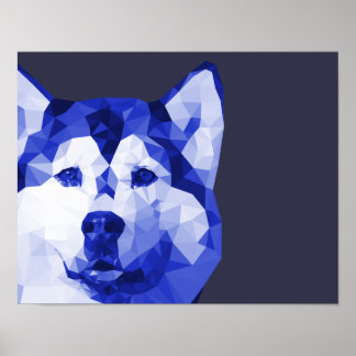 El Husky Siberiano de bajo arte polaco en azul