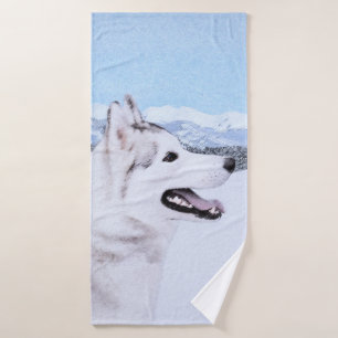 El Husky Siberiano (plata y blanco) pintando arte