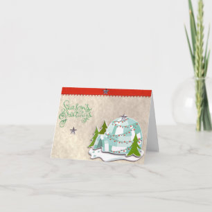 El iglú sazona la tarjeta de Navidad de los