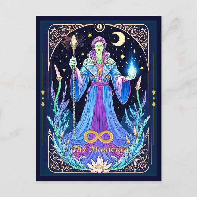 El Ilustracion de la tarjeta Tarot, el mago (Anverso)