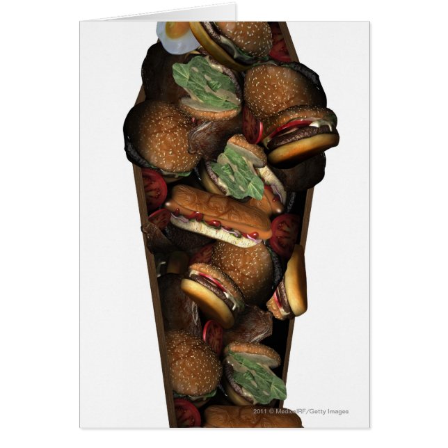 El ilustracion de un ataúd llenó de los alimentos (Frente)