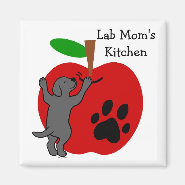 El imán Apple Fridge de Black Lab para mamá (Frente)