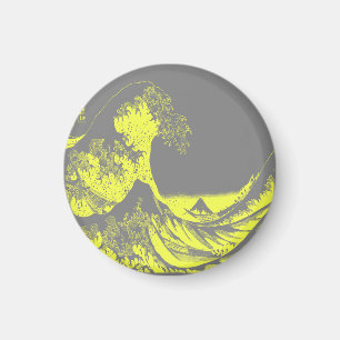 El imán de la gran ola amarillo y gris