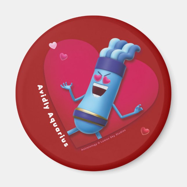 El imán de la nevera de San Valentín para Aquarius (Frente)