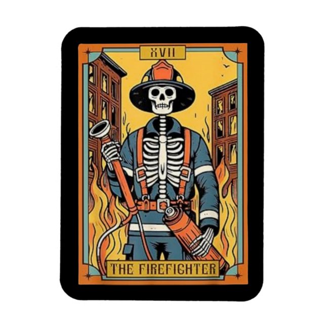 El imán de la tarjeta Tarot para bomberos (Vertical)