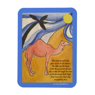 El imán de poema de camello (azul)