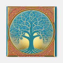 El imán del árbol azul y amarillo de la vida