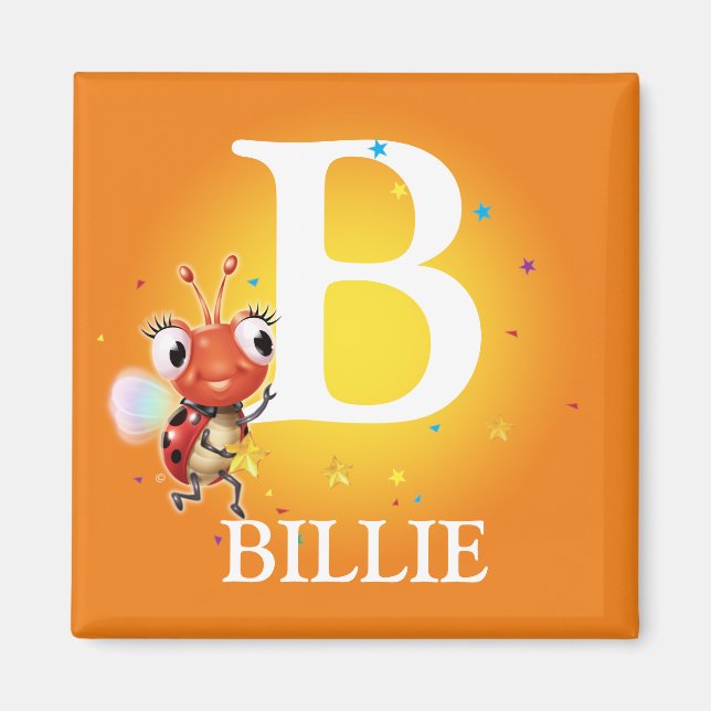 El imán inicial de frigorífico de mariquita del ni (Frente)