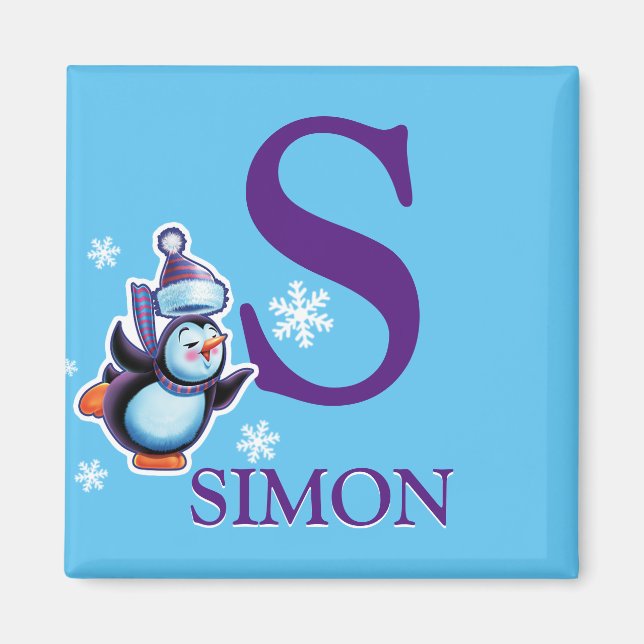 El imán inicial de neveras de pingüino del niño (Frente)