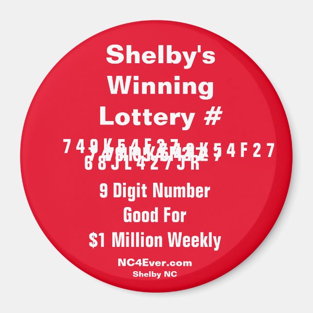 El imán número de lotería ganadora de Shelby (Frente)