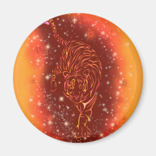 El imán Tigre Corriendo En La Noche De Galaxy Star